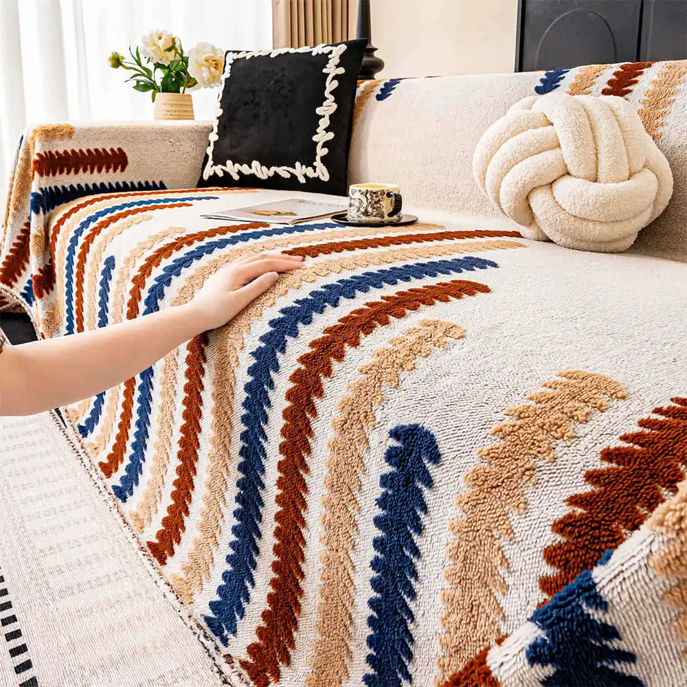 Bunte farbblockierte anti-Kratzer Plüsch Sofa-Schutzhülle