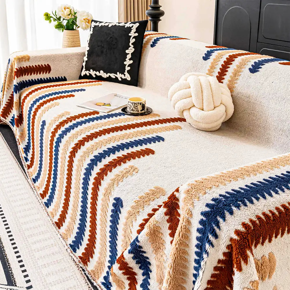 Bunte farbblockierte anti-Kratzer Plüsch Sofa-Schutzhülle