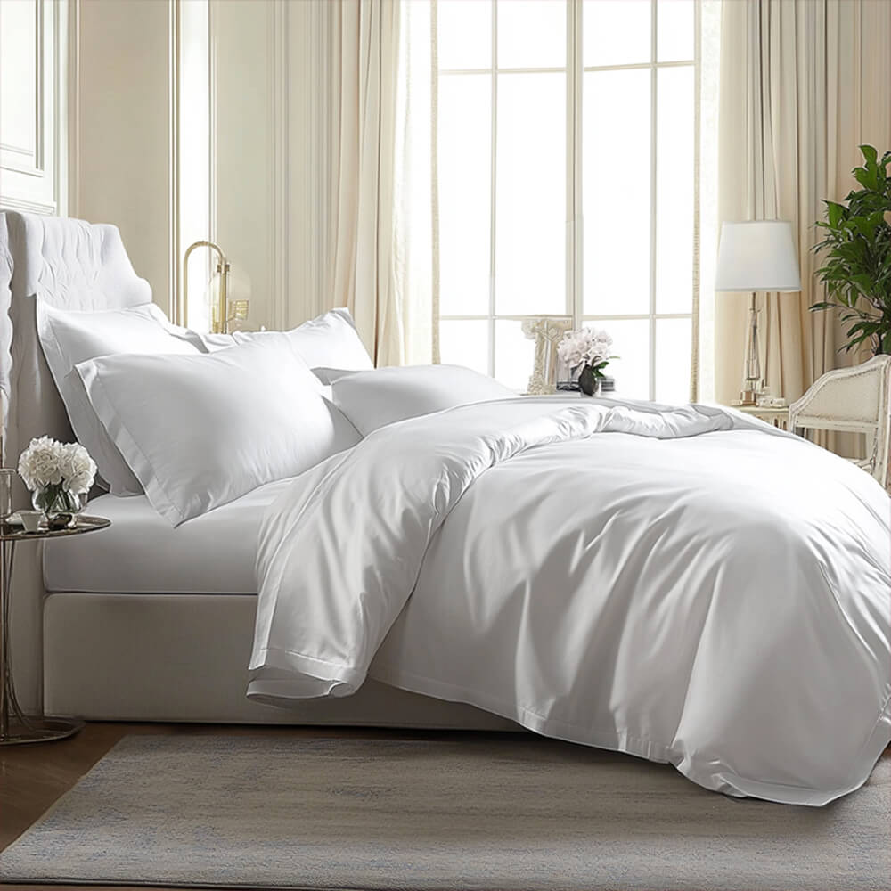 Bequemes Luxus-Satin 100% Bambus Bettbezug und Bettlaken Set