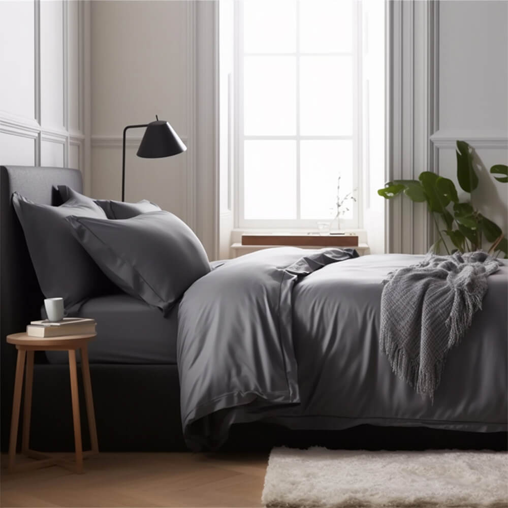 Bequemes Luxus-Satin 100% Bambus Bettbezug und Bettlaken Set