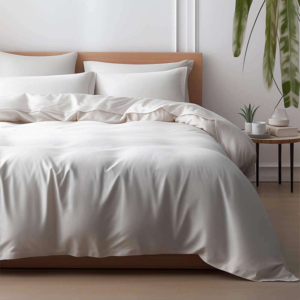 Bequemes Luxus-Satin 100% Bambus Bettbezug und Bettlaken Set