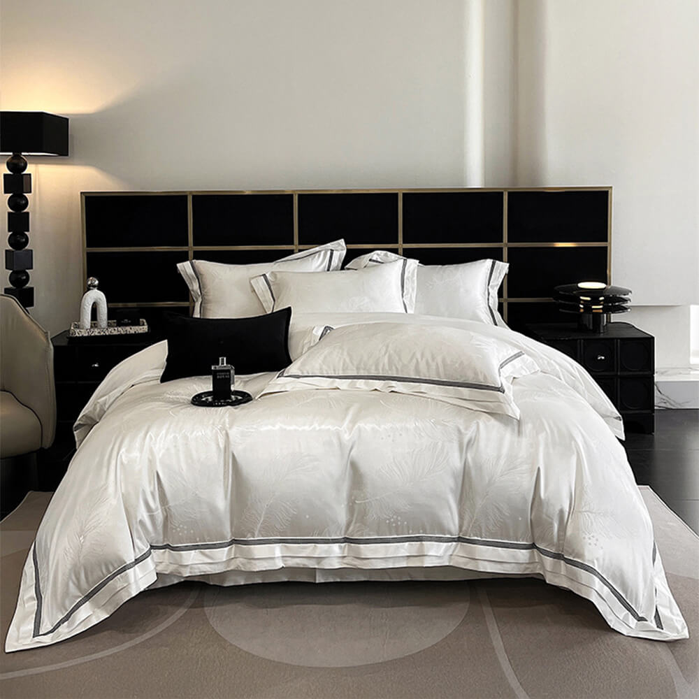 Europäisch inspiriertes Jacquard glänzendes Baumwollsatin Bettlaken-Set