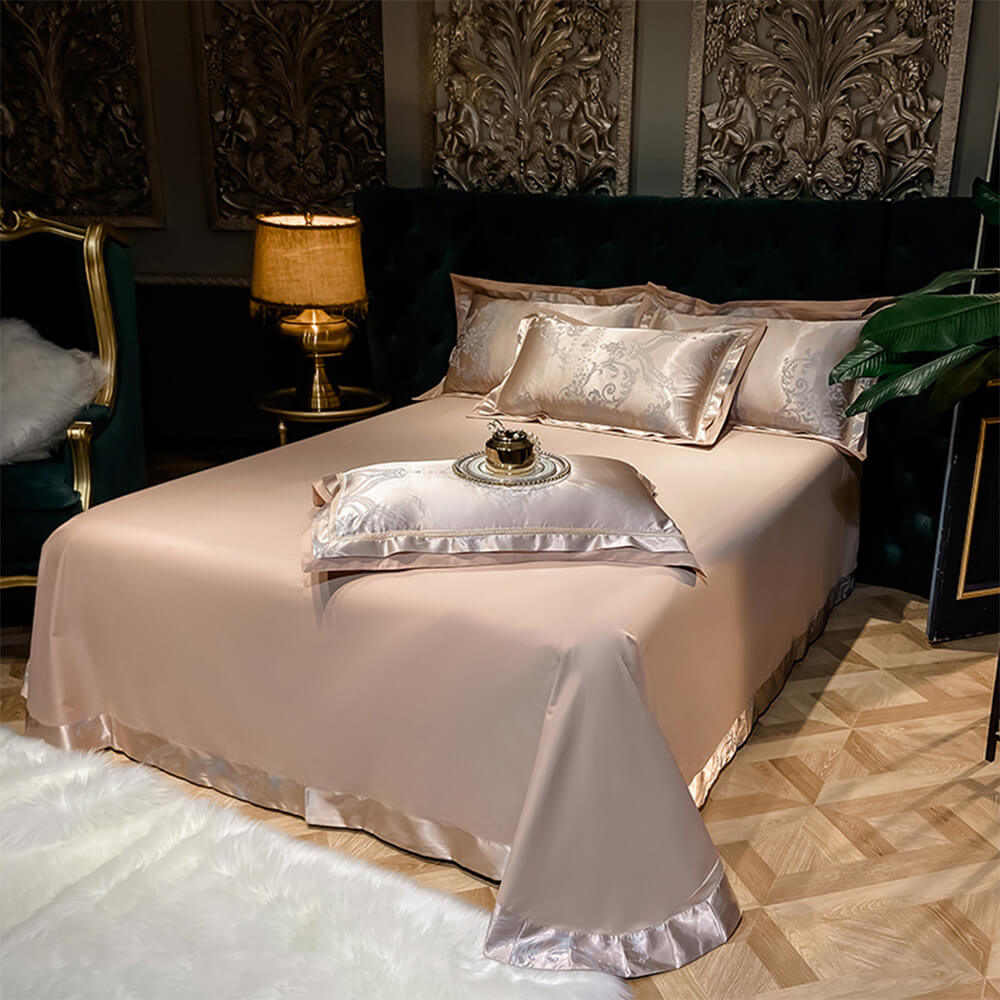 Europäisch inspiriertes Jacquard glänzendes Baumwollsatin Bettlaken-Set