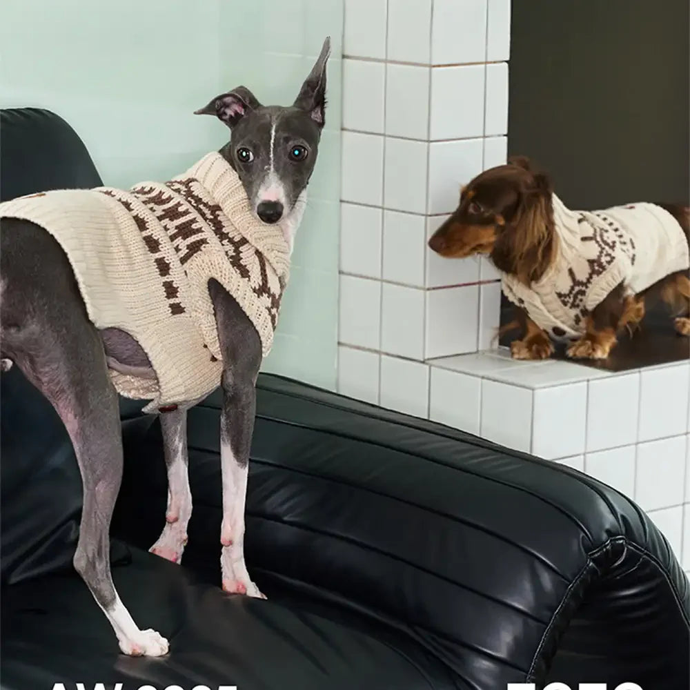 Fair-Isle-Muster Dachshund ärmelloser Hund Pulli