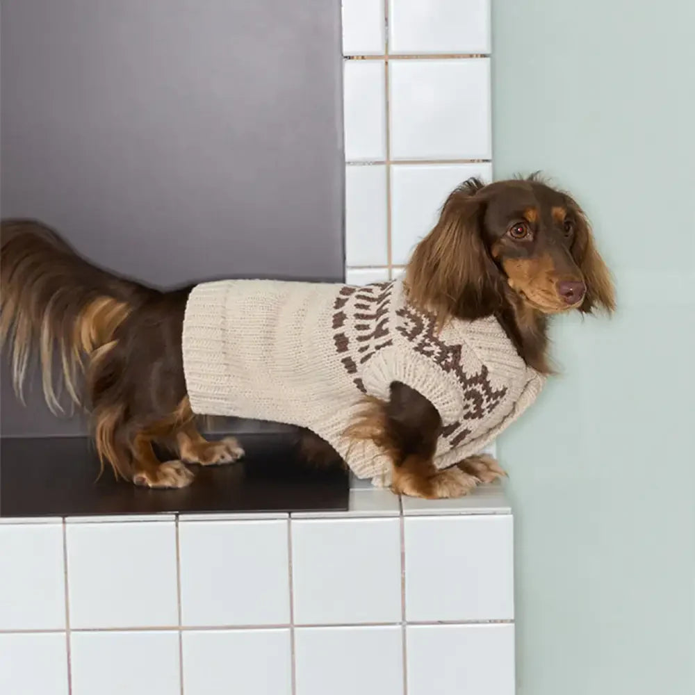 Fair-Isle-Muster Dachshund ärmelloser Hund Pulli