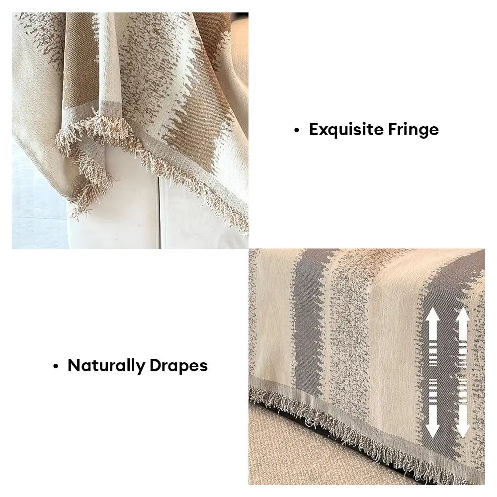 Mode Gestreifter Chenille Kratzfeste Sofaschoner Couchbezug