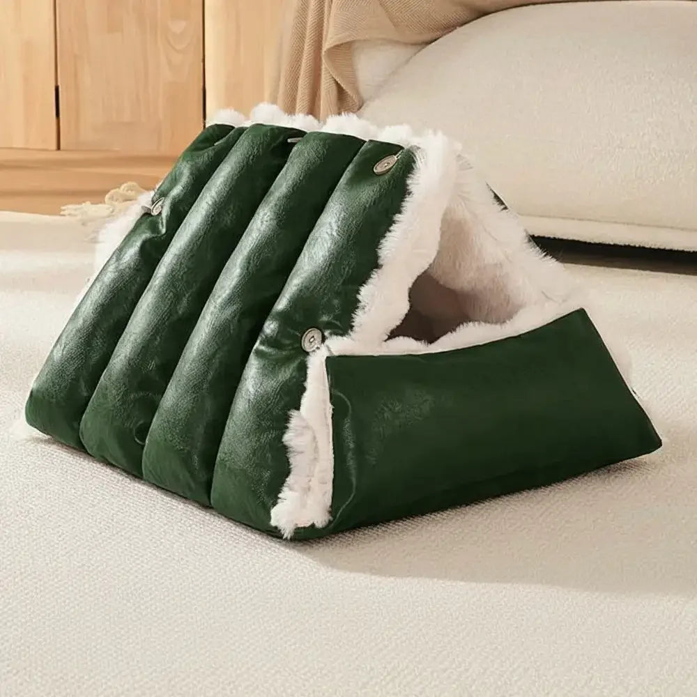 Faux-Leder Vintage Multifunktions Plüsch Hundebett Umwandelbarer Hund Autositz