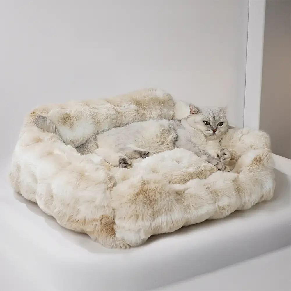 Faux Rabbit Velvet Flauschiges Weiches Hunde- und Katzen-Sofa-Bett