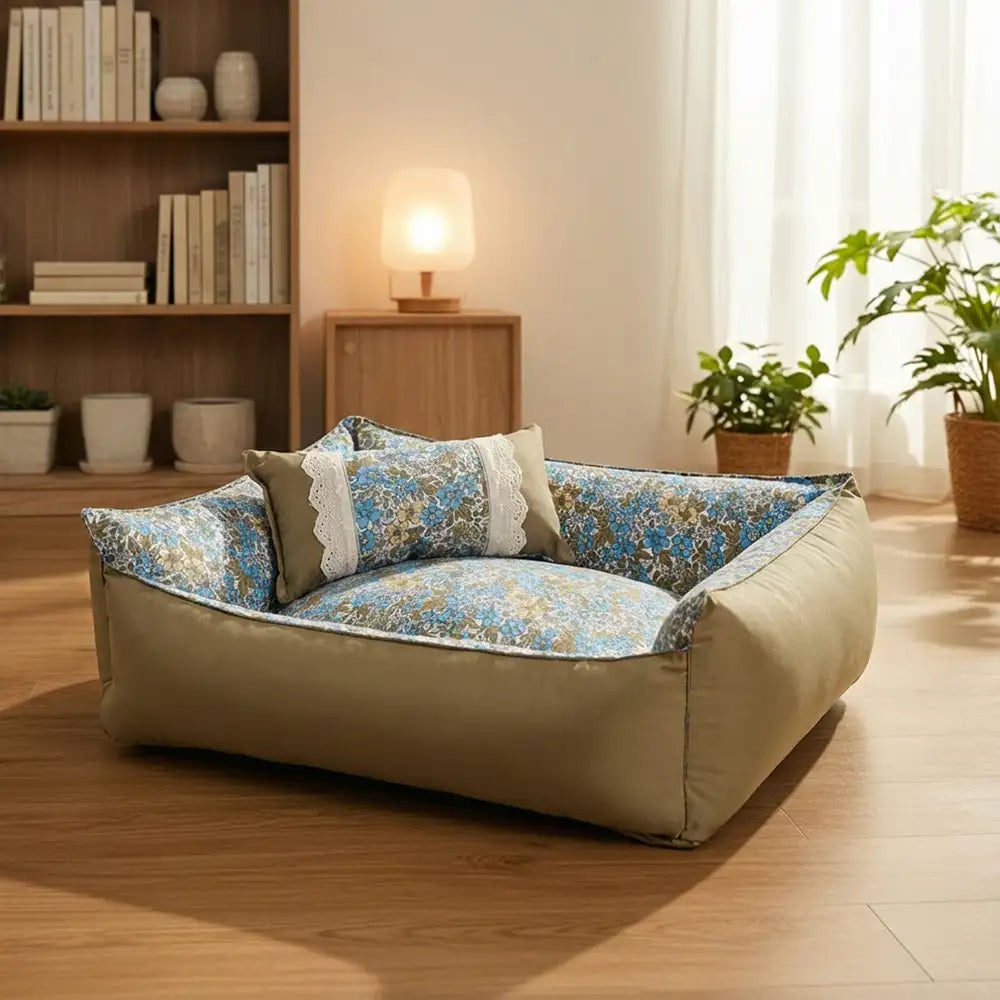 Blumenmuster Anti-Statik Waschbar Ganzjahres-Hundebett