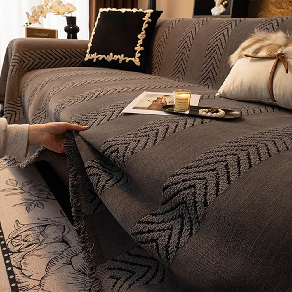 Heringbone Chenille langlebiger Wurfsofa-Bezug mit nahtloser Musterstickerei