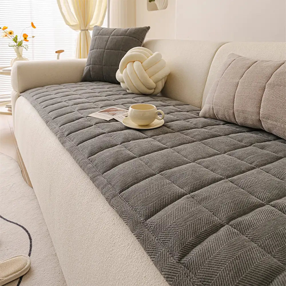 Zickzack-Chenille Elegante Atmungsaktive Sofadecke Rutschfeste Couchhülle