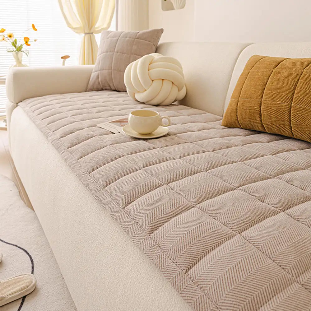 Zickzack-Chenille Elegante Atmungsaktive Sofadecke Rutschfeste Couchhülle
