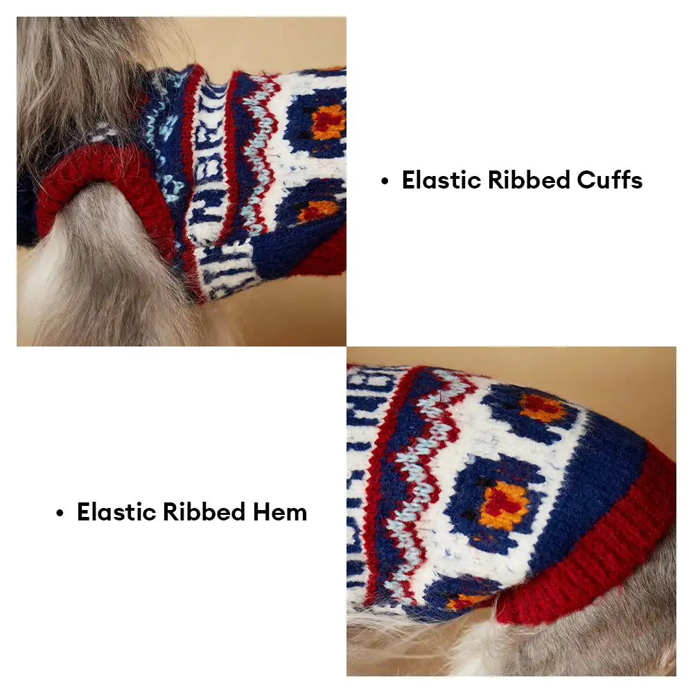 Jacquard dick gestrickter ärmelloser Hundepullover – Entworfen für Dackel, Französische Bulldoggen und Möpse