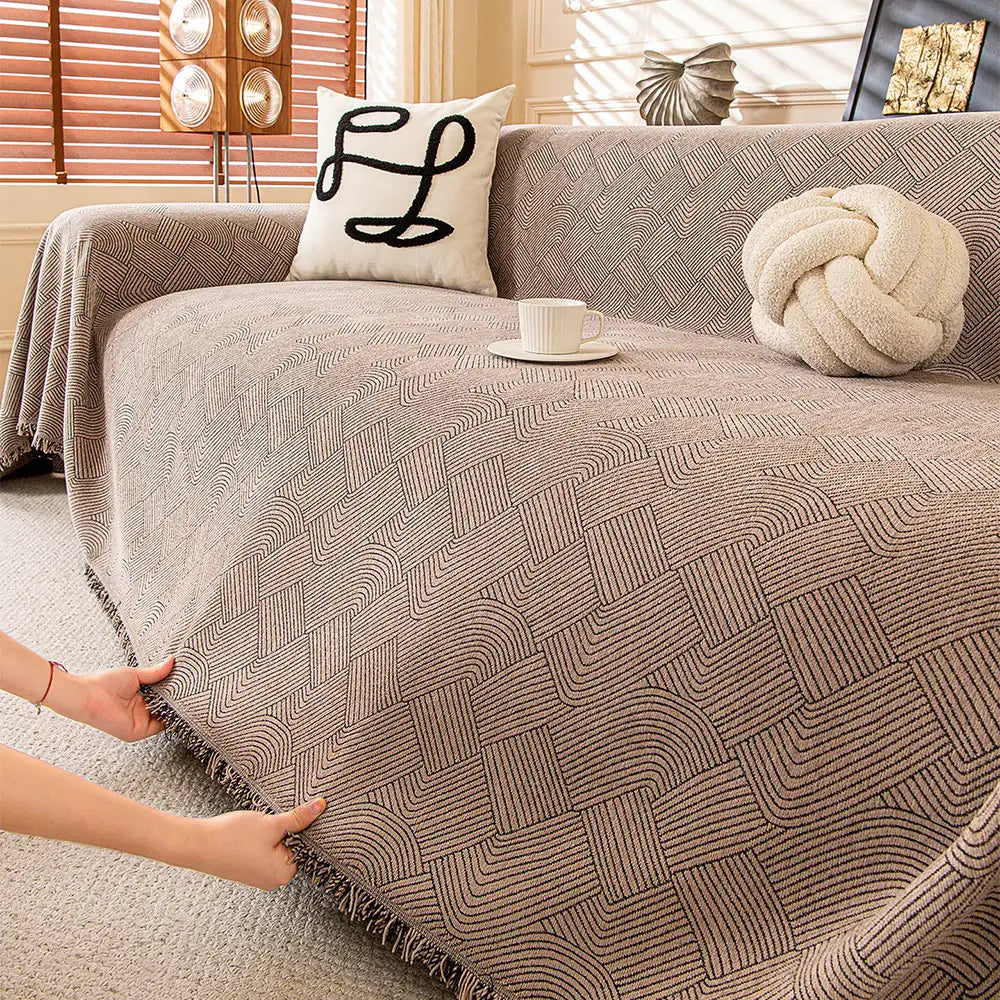 Linienmuster Chenille Bequemer Kratzfester Sofaschoner Couchbezug