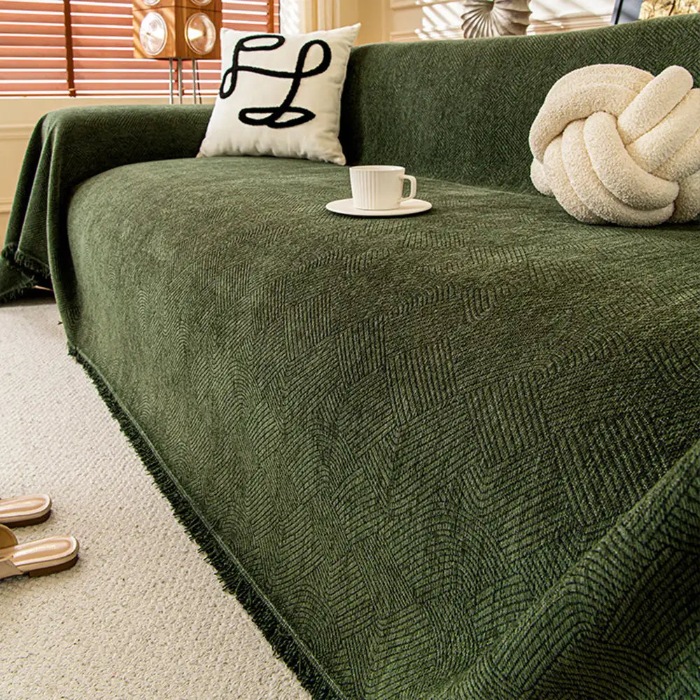 Linienmuster Chenille Bequemer Kratzfester Sofaschoner Couchbezug