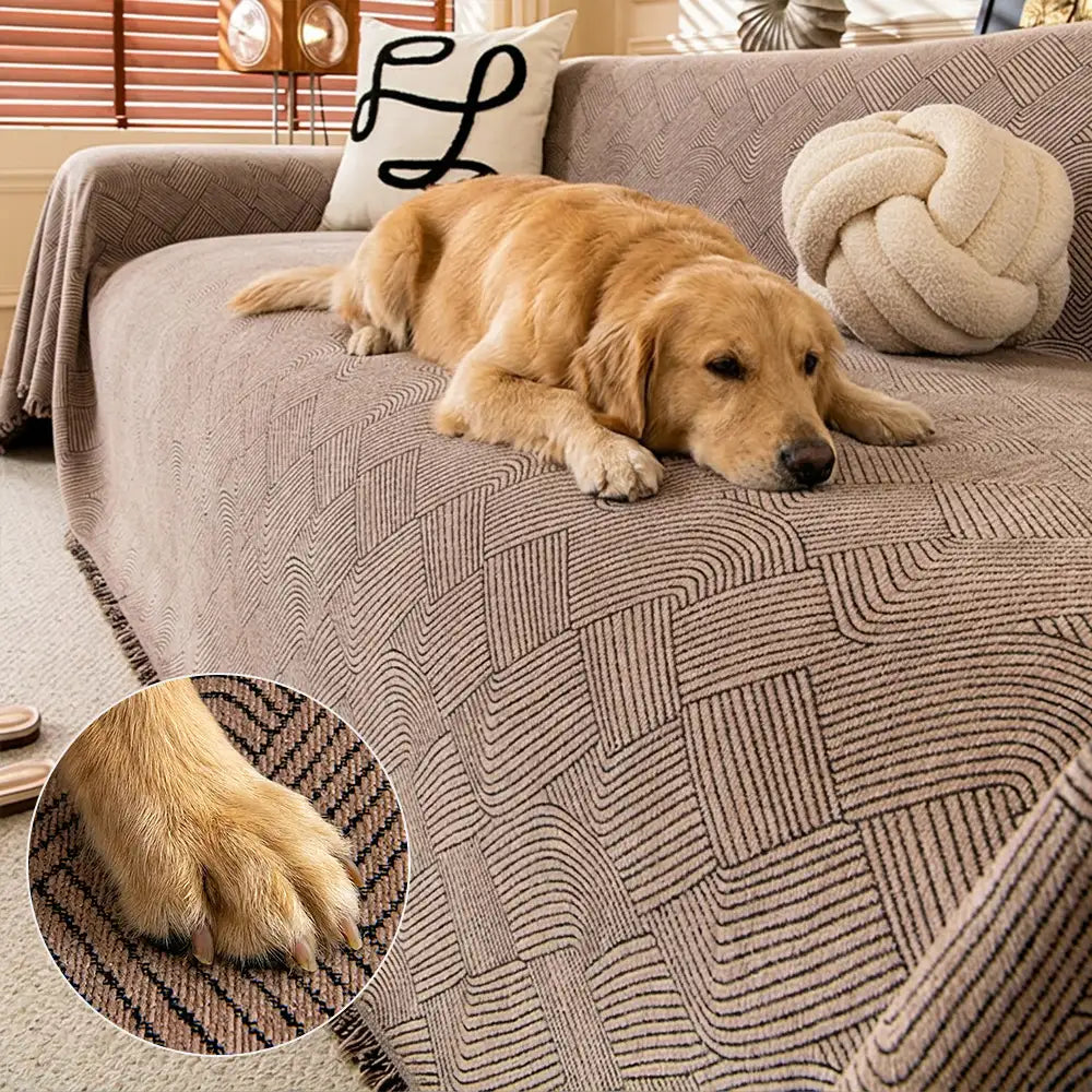 Linienmuster Chenille Bequemer Kratzfester Sofaschoner Couchbezug