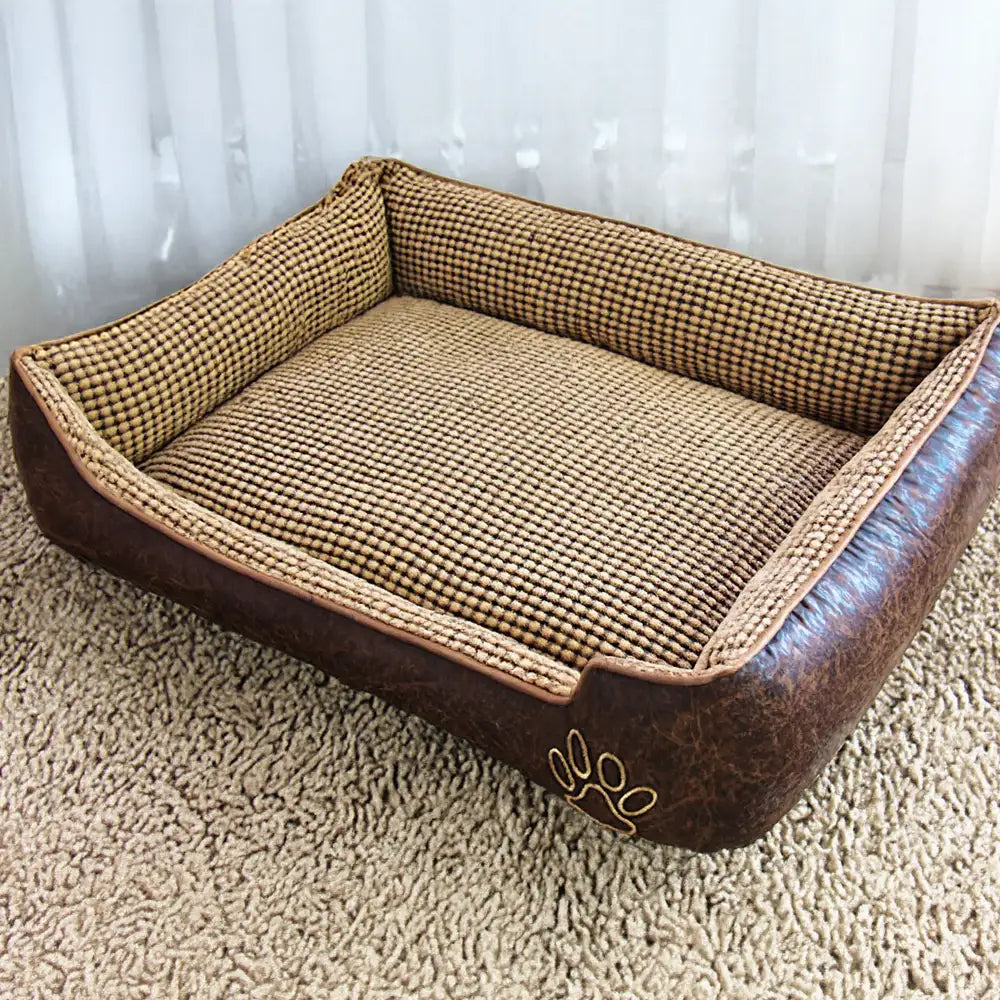 Luxoriöses Kunstleder Weiches Fleece Waschbares Hundesofa-Bett