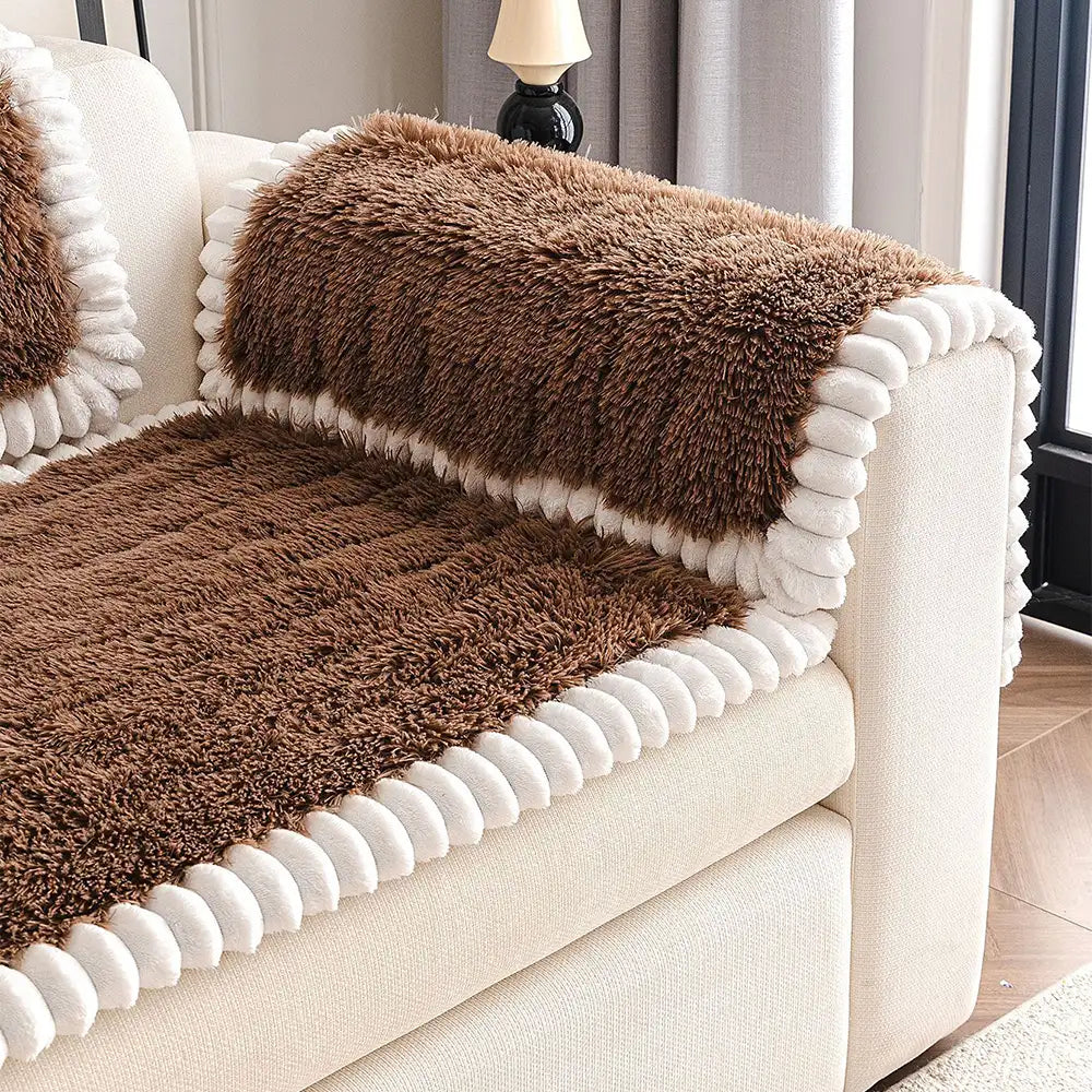 Luxuriöse flauschige Plüsch dicke bequeme rutschfeste Sofaabdeckung