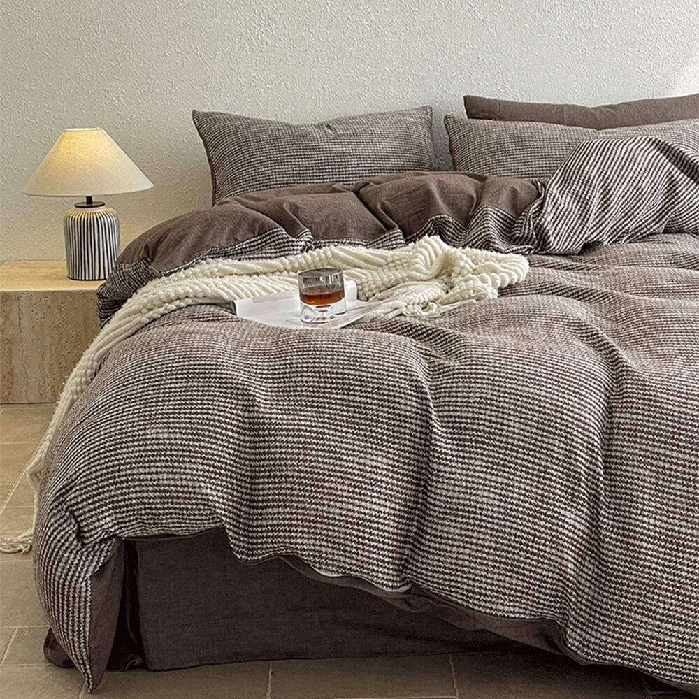 Minimalist Hahnentritt Weiche Baumwollbettwäsche Set