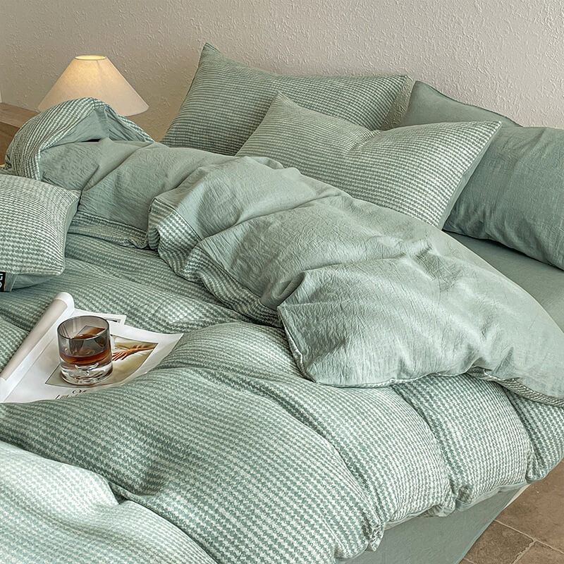 Minimalist Hahnentritt Weiche Baumwollbettwäsche Set