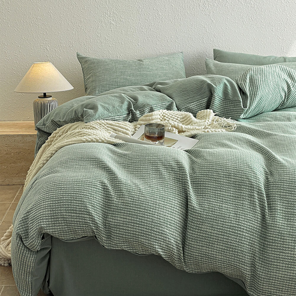 Minimalist Hahnentritt Weiche Baumwollbettwäsche Set