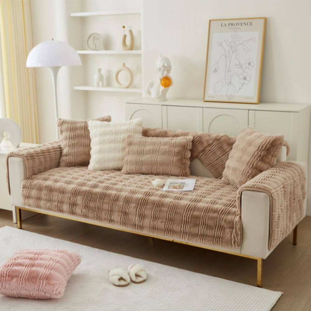 Rutschfester Moderner Bequemer Sofabezug aus Kaninchenfellimitat