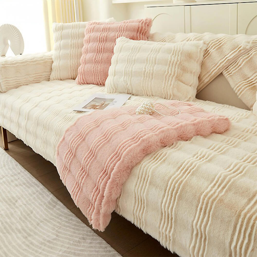 Rutschfester Moderner Bequemer Sofabezug aus Kaninchenfellimitat