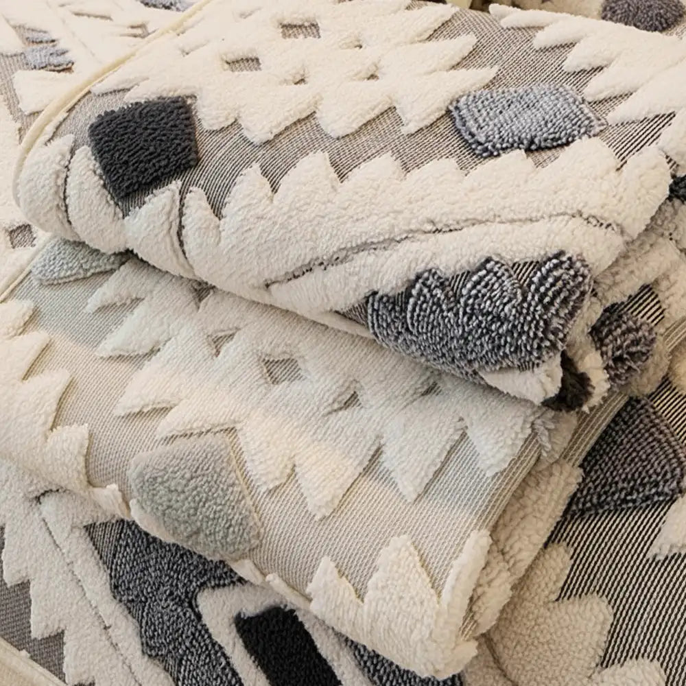 Moderner geometrischer dicker Plüsch Anti-Kratzer rutschfester Sofa Bezug