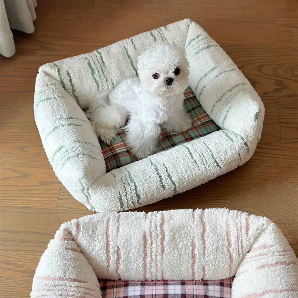 Moderner kariert Plüsch verdickter quadratischer beruhigender Hundebett