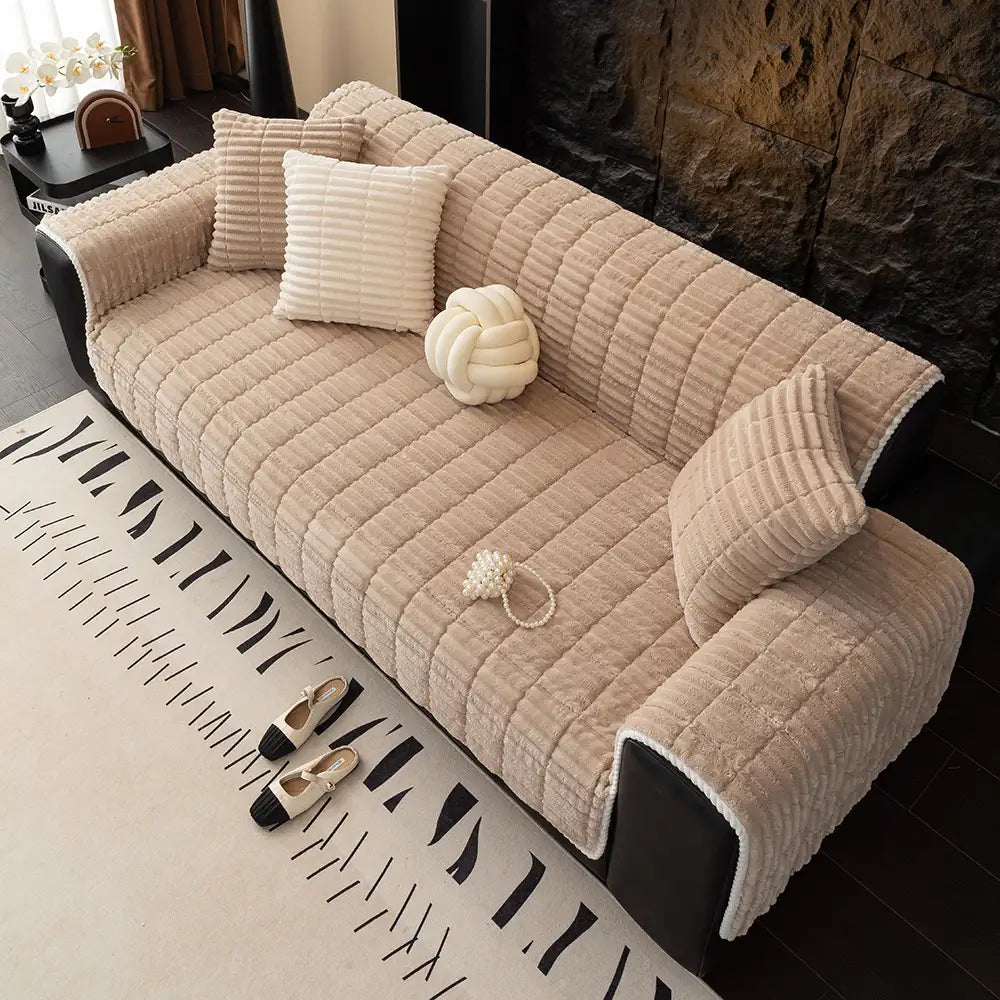 Einsitzer Bequemer Fleece Sofa Schutzhülle Rutschfeste Couchbezug