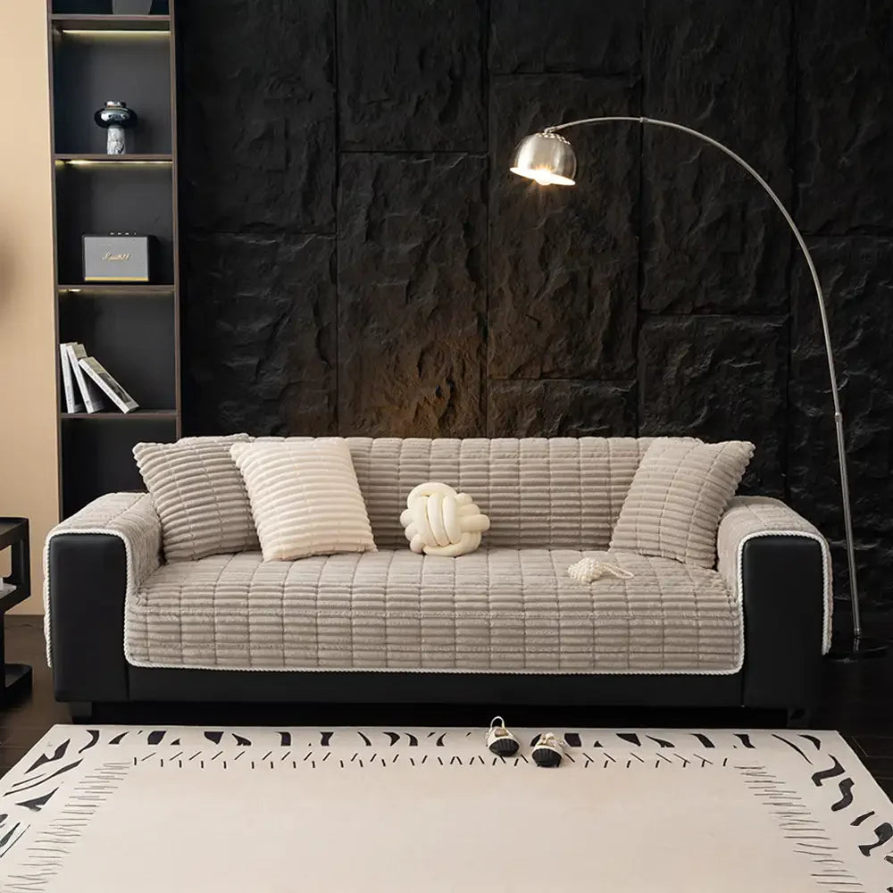 Ecksofa-Schutzhülle aus gemütlichem Flanell, Wasserdicht, Rutschfest, einteilig