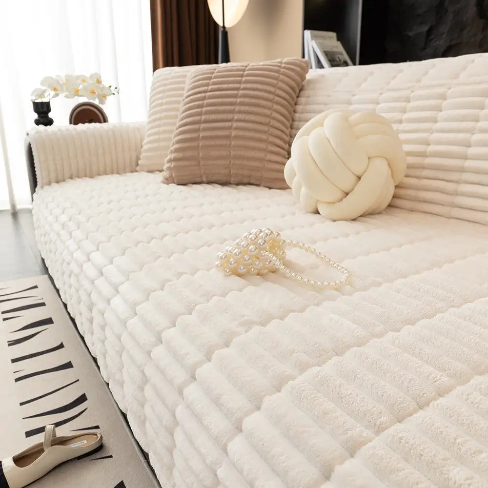 Einsitzer Bequemer Fleece Sofa Schutzhülle Rutschfeste Couchbezug