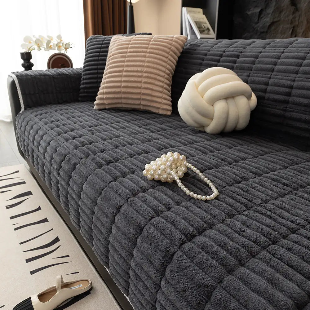 Einsitzer Bequemer Fleece Sofa Schutzhülle Rutschfeste Couchbezug