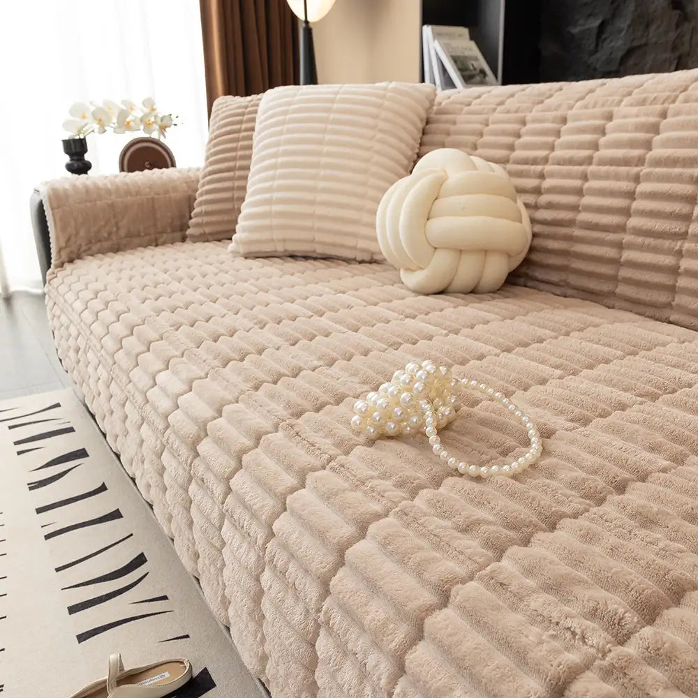 Einsitzer Bequemer Fleece Sofa Schutzhülle Rutschfeste Couchbezug