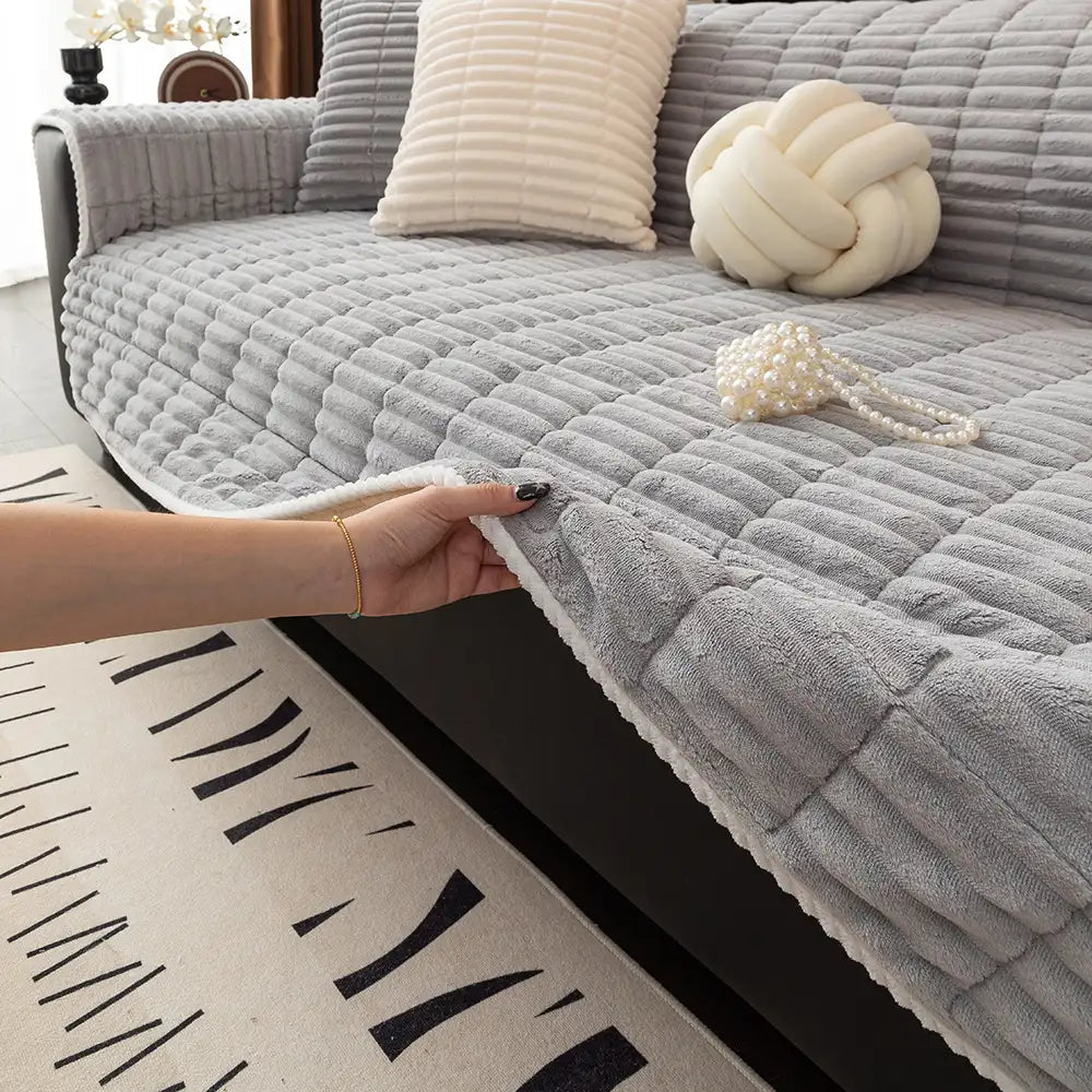 Einsitzer Bequemer Fleece Sofa Schutzhülle Rutschfeste Couchbezug