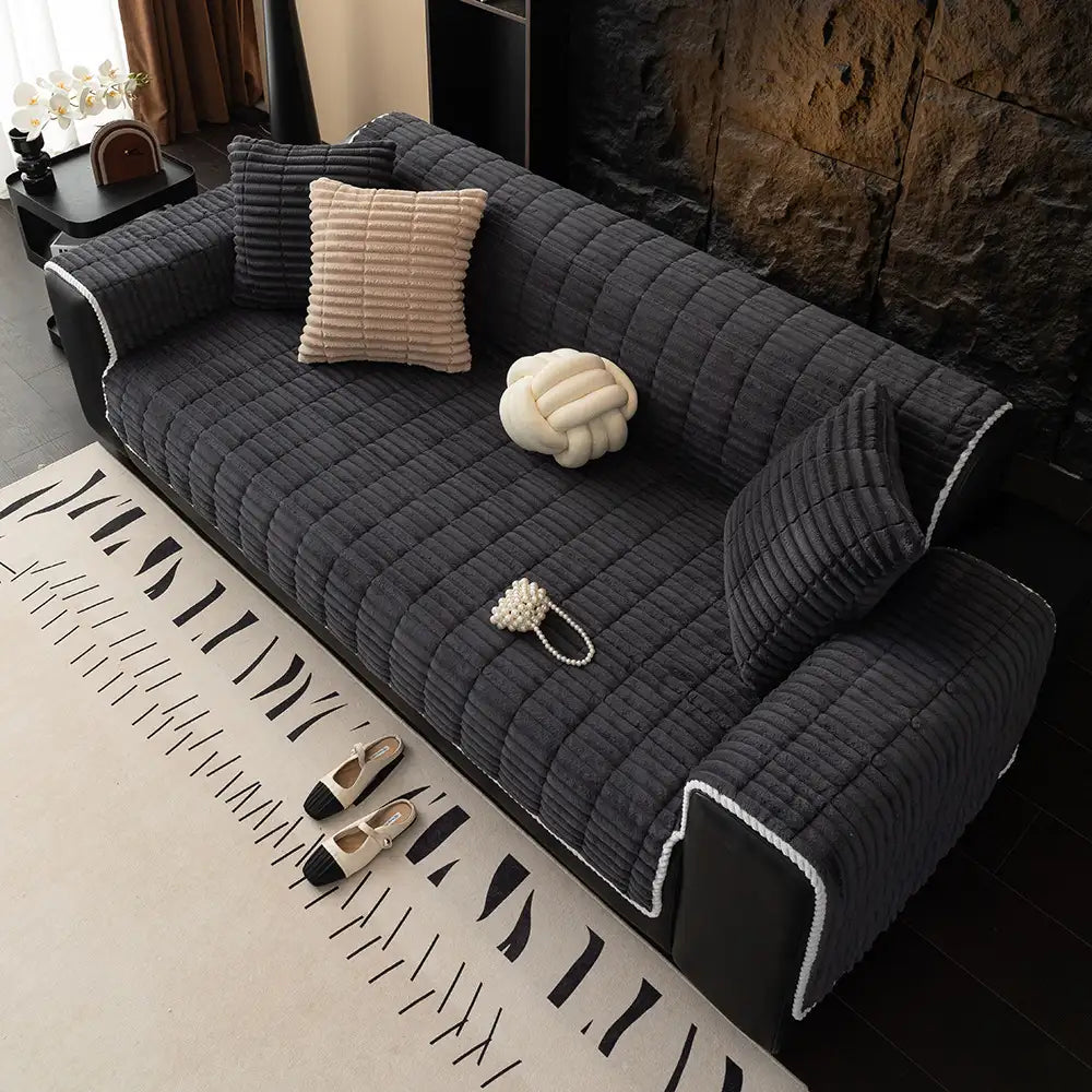 Einsitzer Bequemer Fleece Sofa Schutzhülle Rutschfeste Couchbezug