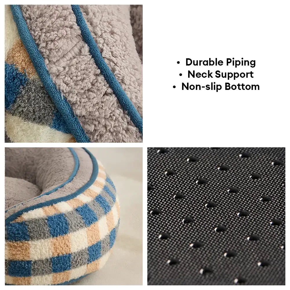 Ovaler Teddy-Velours-Hundebett mit großem Platz für bequemen Tiefschlaf im Donut-Stil