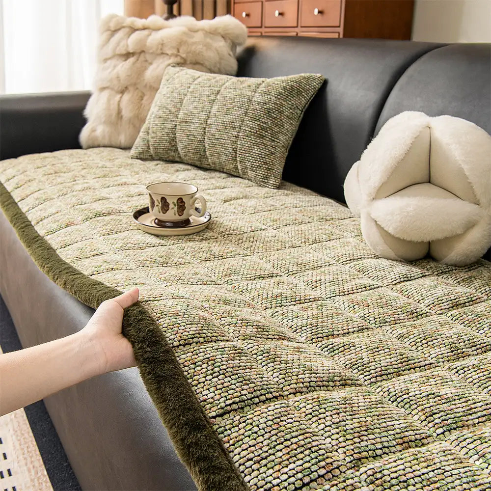 Haustierfreundlicher Chenille-Strukturierter Rutschfester Sofabezug mit Ausgefransten Rändern