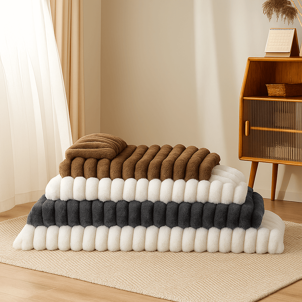 Plüschiges, flauschiges, dickes, beruhigendes Hundebett mit Kissen