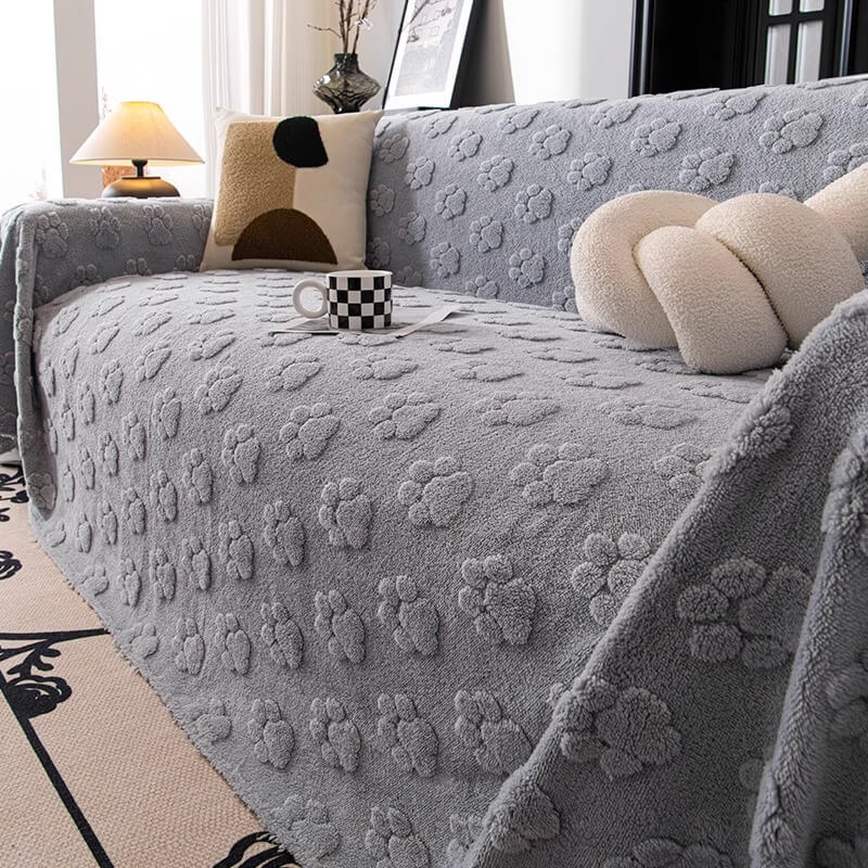 Plüsch Sofaschoner mit Pfotenmuster