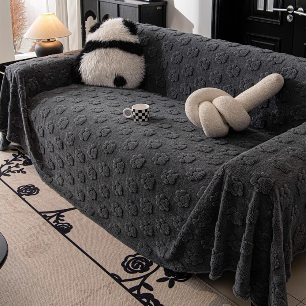 Plüsch Sofaschoner mit Pfotenmuster