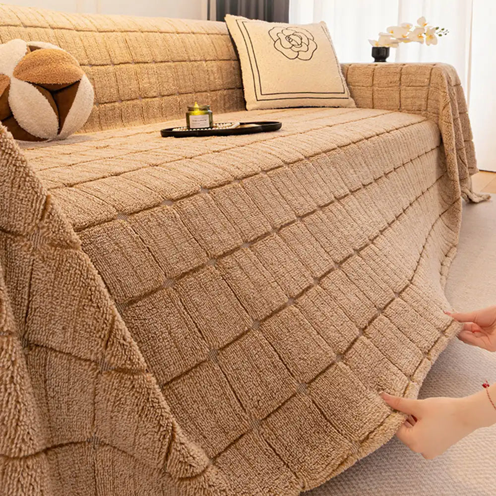 Plüsch gepolsterten klassischen karierten bequemen dicken Sofabezug