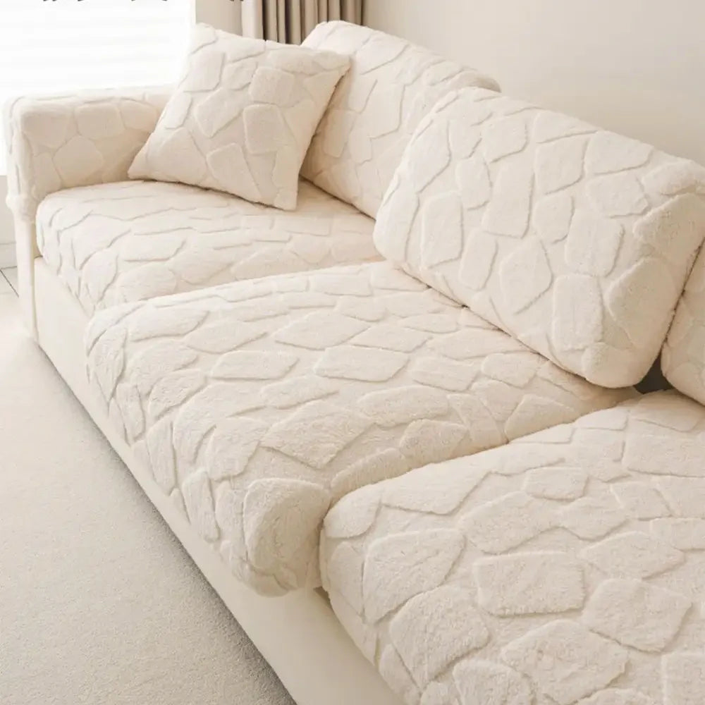 Plüsch Steinförmiger Kreativer Textur Dehnbarer Universeller Komplettbezug für Sofa