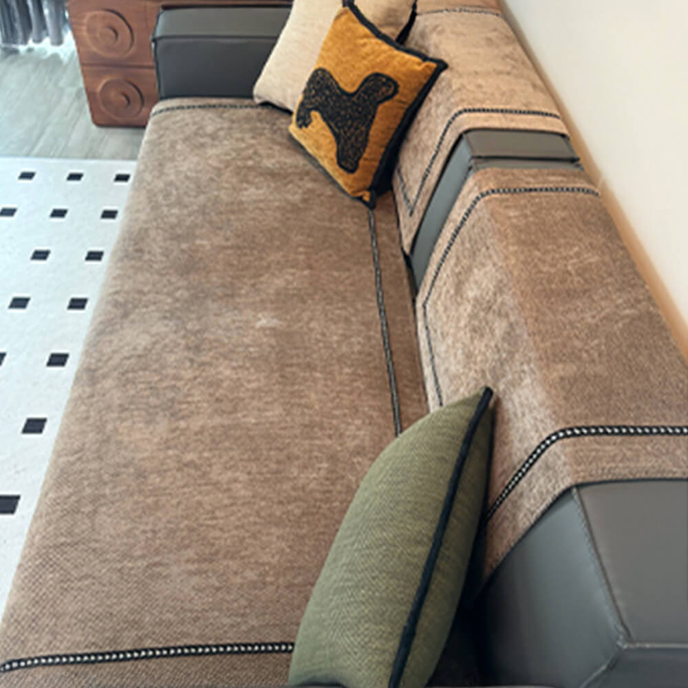 Schlichte rutschfeste Sofadecke aus Samtstoff