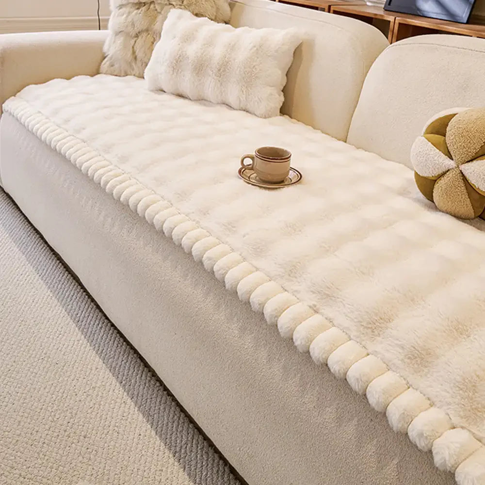 Rutschfester, hautfreundlicher Sofabezug aus weichem, dickem Kunstkaninchenplüsch