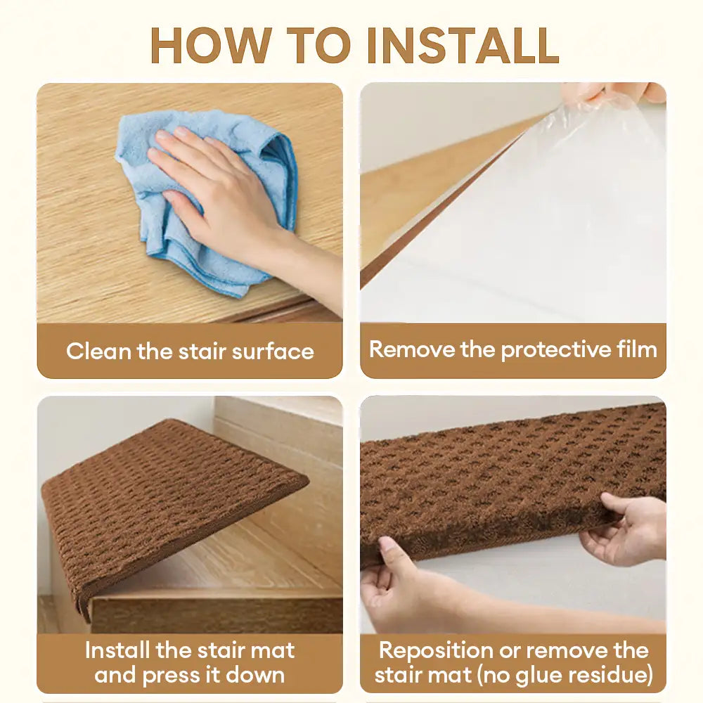 Weiche Plüsch-Innen-Stufenbeschützer, haustierfreundlich, teppichlose Treppenteppiche