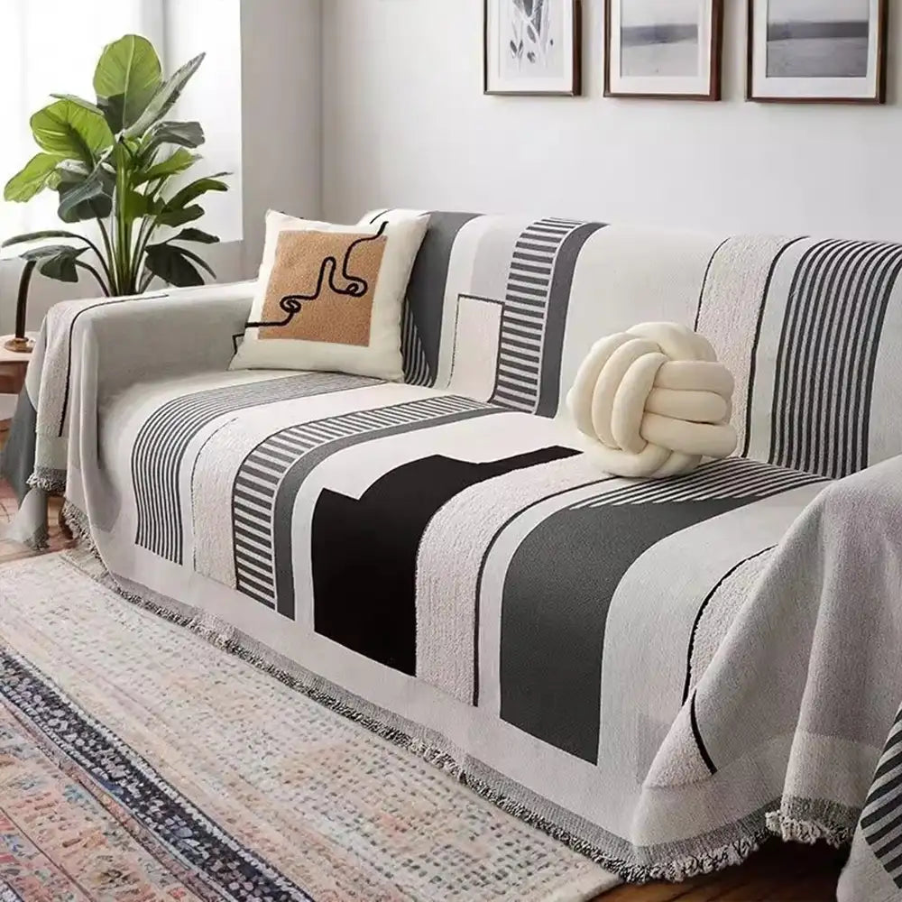 Stripe Art Kratzfester Chenille Multifunktions-Sofa-Schutzbezug Couchdecke