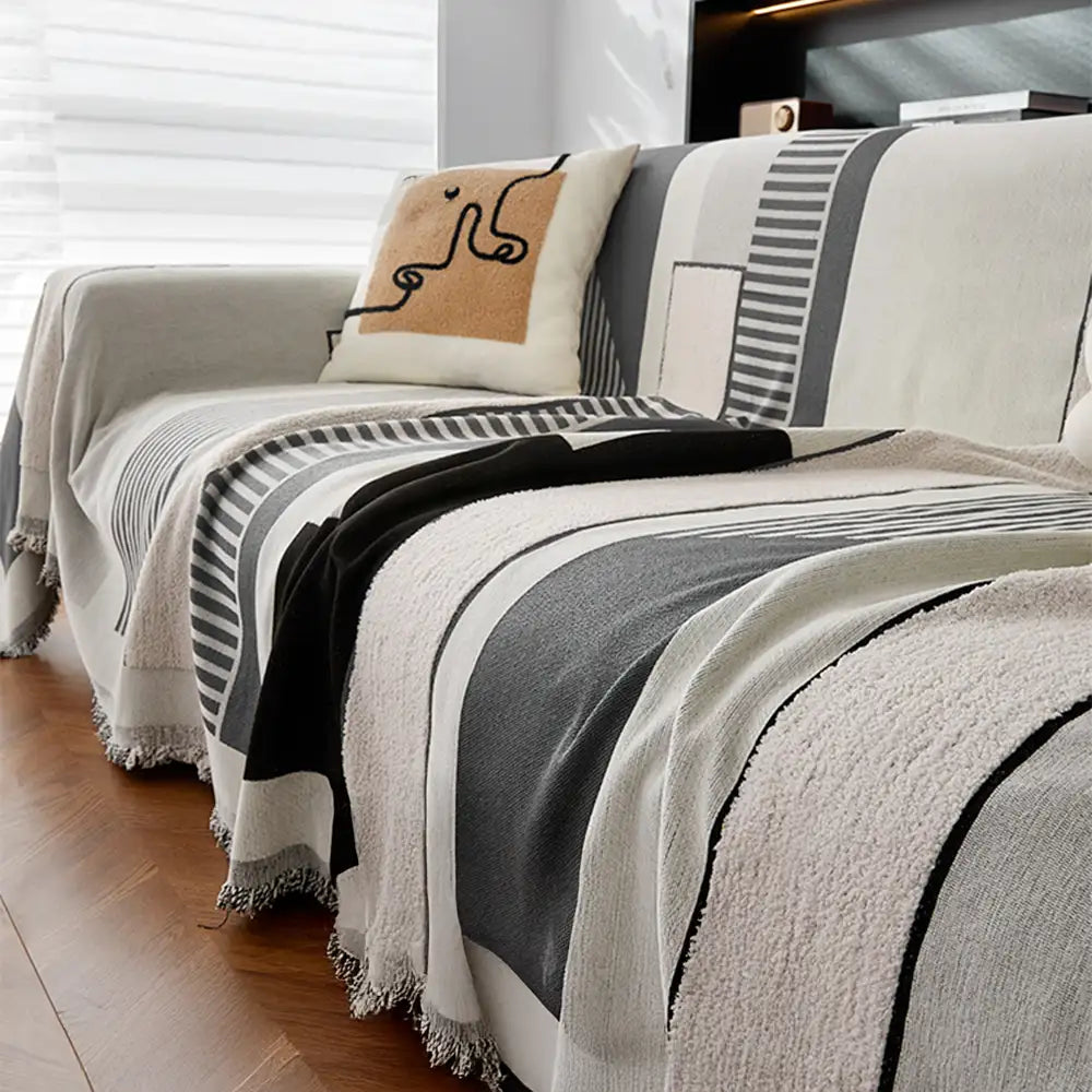 Stripe Art Kratzfester Chenille Multifunktions-Sofa-Schutzbezug Couchdecke