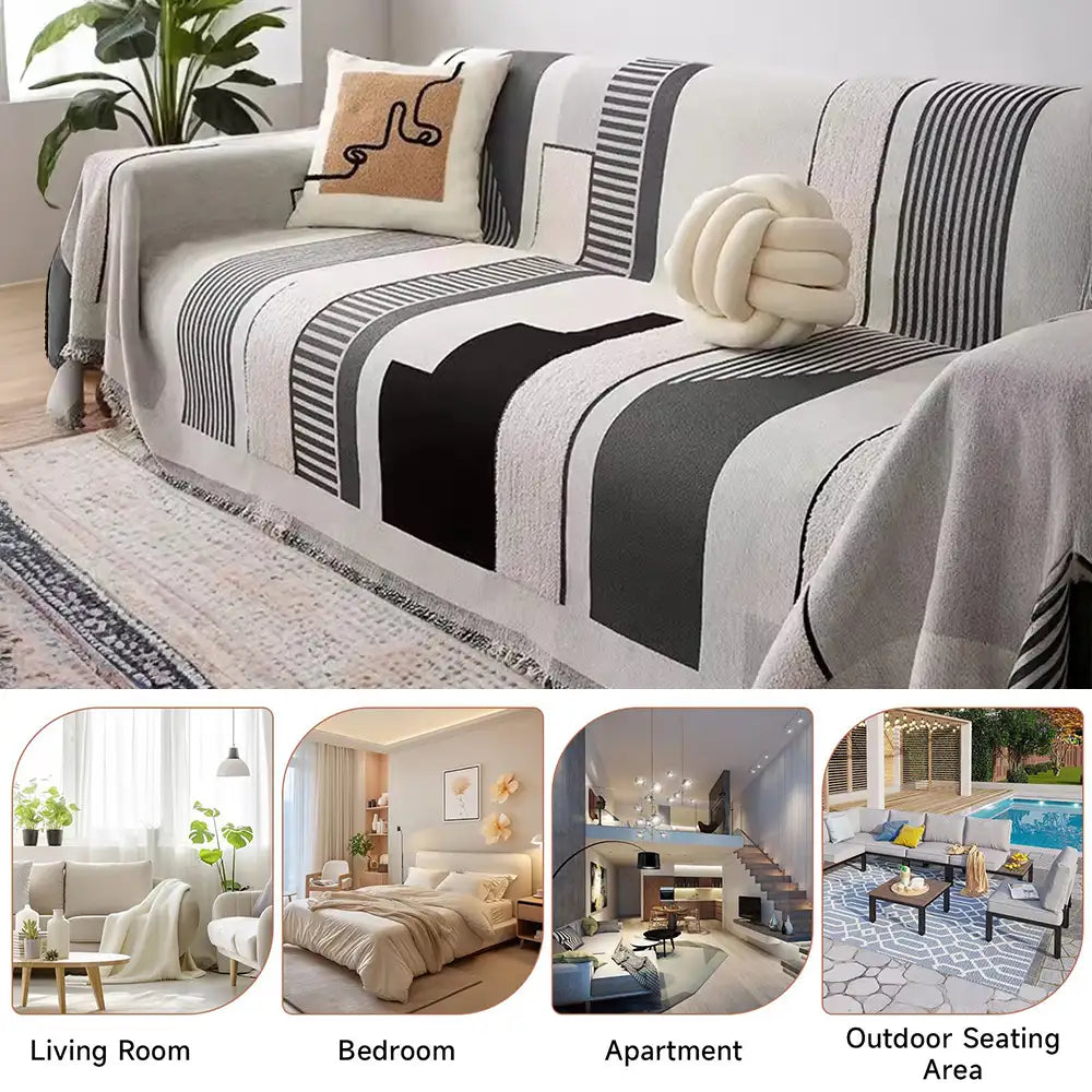 Stripe Art Kratzfester Chenille Multifunktions-Sofa-Schutzbezug Couchdecke