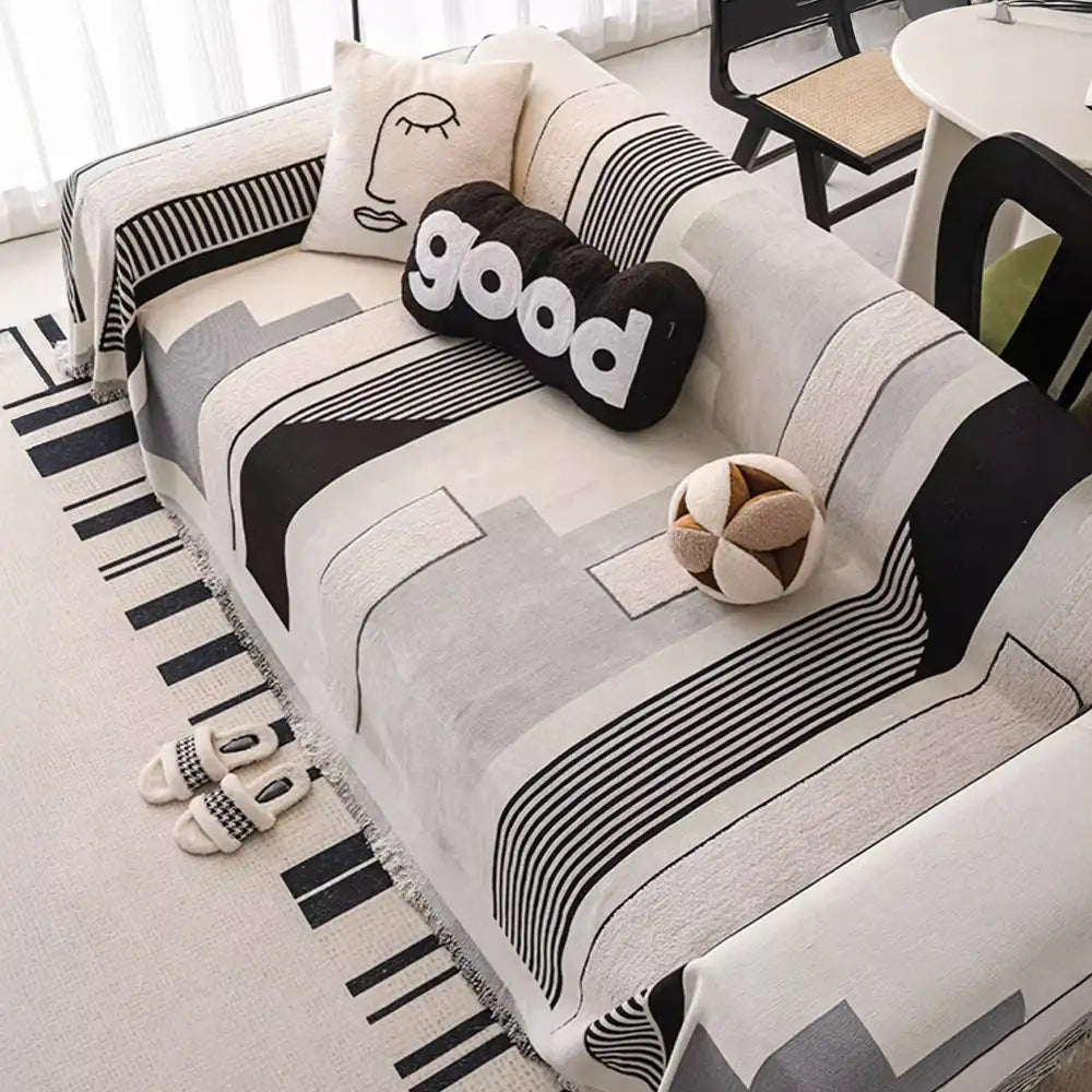 Stripe Art Kratzfester Chenille Multifunktions-Sofa-Schutzbezug Couchdecke